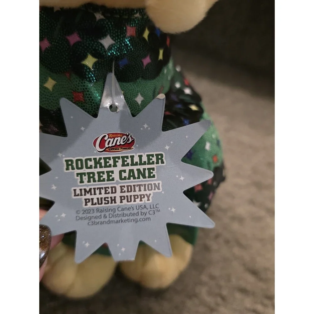 2023 Raising Canes LE Rockefeller Tree Cane Puppy Plush Stuffed Animal With Tags